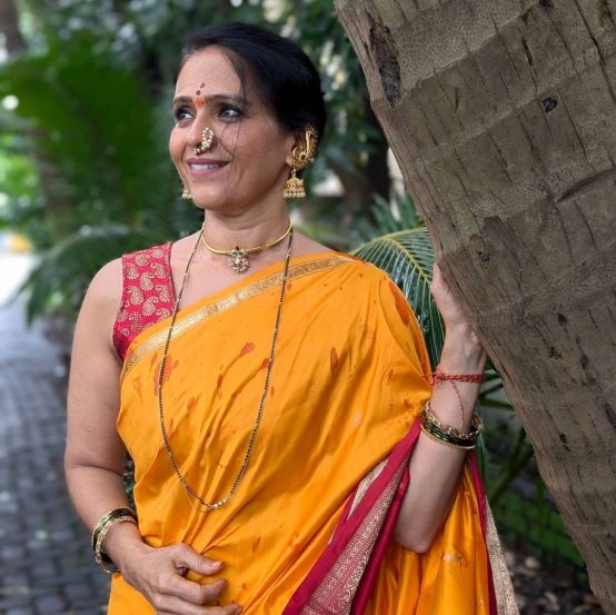 Aishwarya Narkar Orange Paithani Saree