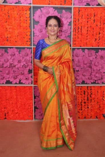 Aishwarya Narkar Orange Paithani Saree