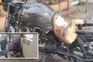 A drunken youth in Vasai set the bike on fire when stopped by the police