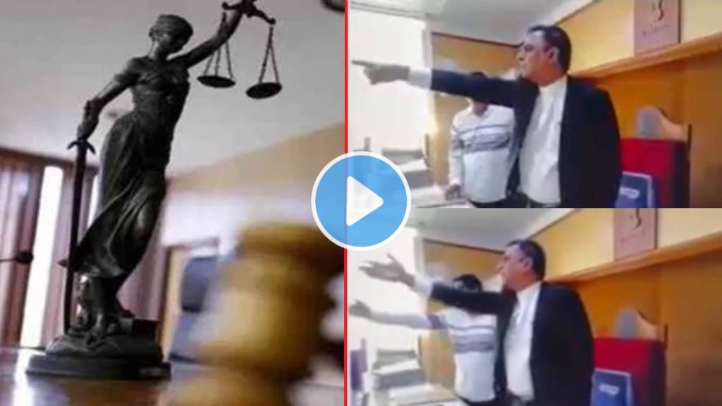 Dwarka court judge standing on chair yelling