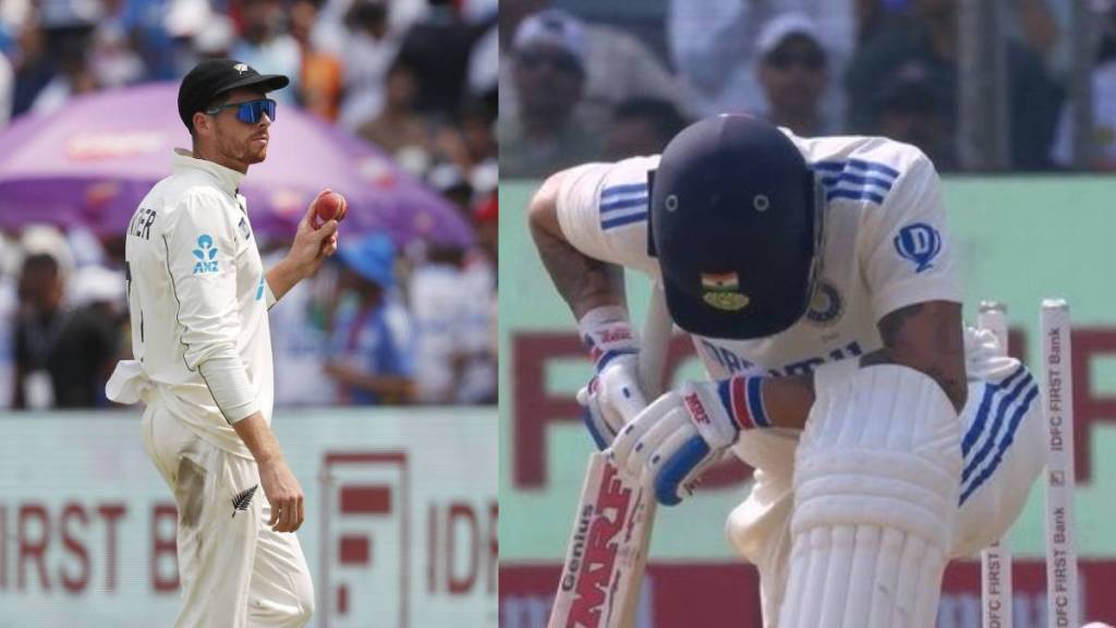 IND vs NZ India All Out on 156 Runs in Pune Test with Mitchell Santner First 7 Wicket Haul