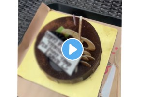 Boss written message on cake for employe birthday funny video