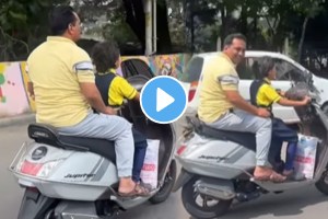 In sambhajinagar minor girl is caught driving scooty shocking video