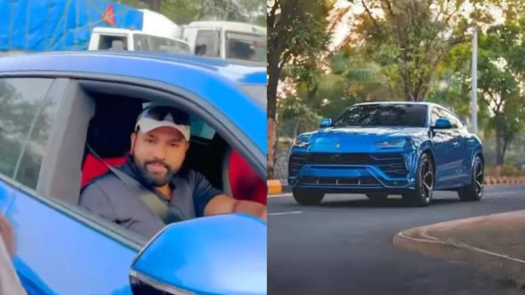 Rohit Sharma Lamborghini Urus Blue car number plate