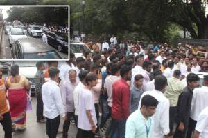 candidates staged show while filing their nomination papers for assembly election which led to traffic jams