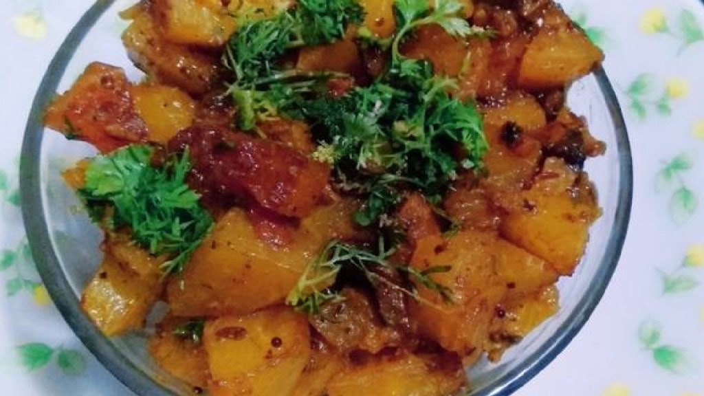 kachya papayachi sukhi bhaji recipe in marathi bhaji recipe