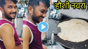 Husband making roti