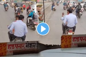 Pune road rage video goes viral 2 youth drive bike wrongly in front of ST bus watch video viral on social media