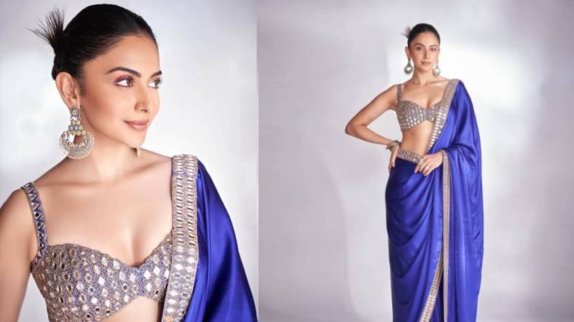 Rakul Preet Singh Diwali look, Rakul Preet Singh s Diwali look in a beautiful blue saree