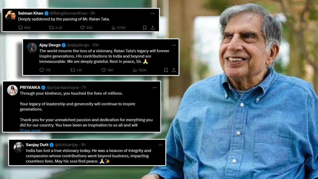 Bollywood celebrity share emotional post on ratan tata death