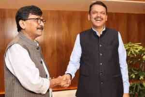 Former CM Devendra Fadnavis of the BJP and Sena leader Sanjay Raut Meet