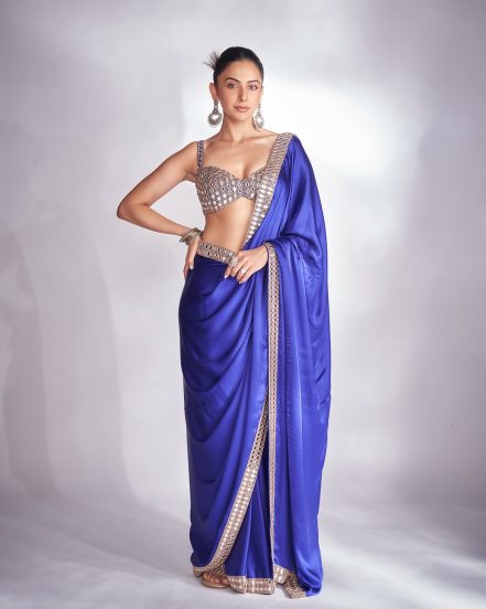 Rakul Preet Singh Diwali look, Rakul Preet Singh s Diwali look in a beautiful blue saree