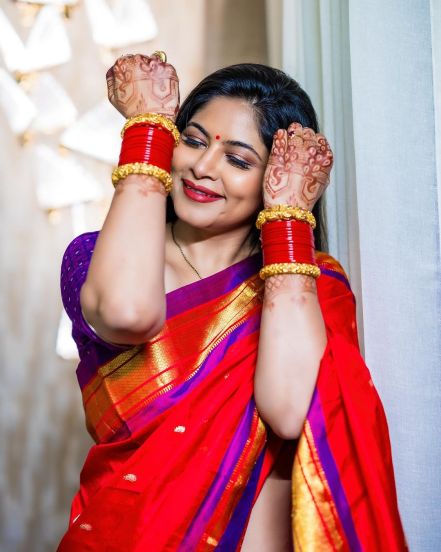 Shweta Shinde Pink Paithani Saree Look