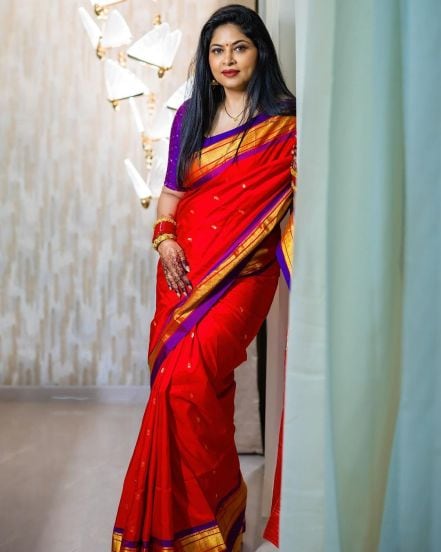 Shweta Shinde Pink Paithani Saree Look