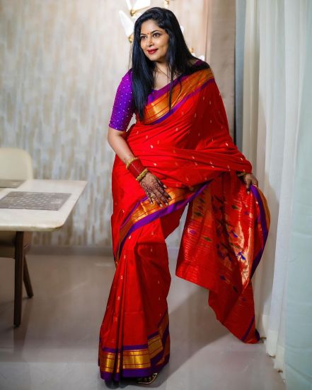 Shweta Shinde Pink Paithani Saree Look