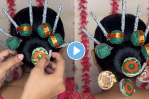 video viral : a woman wear the crackers in the hair