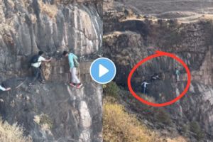 shocking video | Three young boys risk their lives at visapur fort lonavala