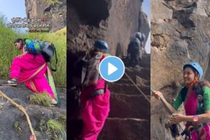 Brave Kolhapur Girl Climbing Fort in Nauvari