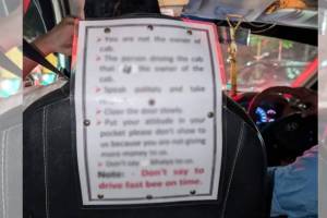 Viral Post Shows Cab driver printed the six rules For Passengers