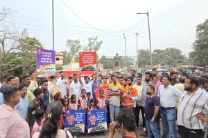 Protest of students, traffic jam, chinchoti road,