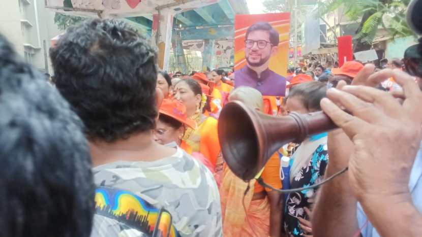 Aditya Thackeray's supporters gathered before his filling the nomination form Worli Assembly