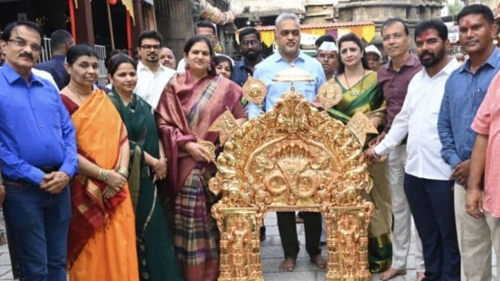 gold-plated prabhawal offered to Mahalakshmi