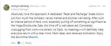 Meesho has announced a nine-day leave for its employees. (Photo: Meesho/LinkedIn)
