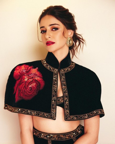 Ananya Panday Black Embroidered Lehenga