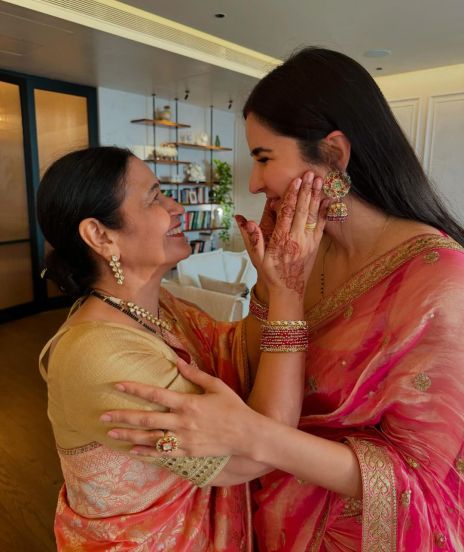 katrina kaif and her mother in law veena kaushal beautiful photos of karwa chauth