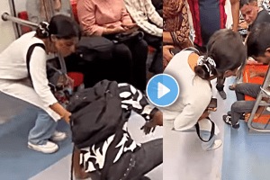 Viral video of young man fainted in metro and girl helping him out