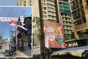 tore down the banner of former BJP MLA Narendra Pawar