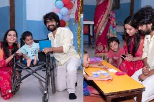 prathamesh parab and his wife kshitija celebrates diwali with disabled children