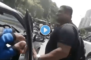 Car driver and bike rider dispute on Mumbai road viral video on social media