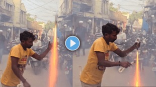 Viral video of a man launched rockets before diwali