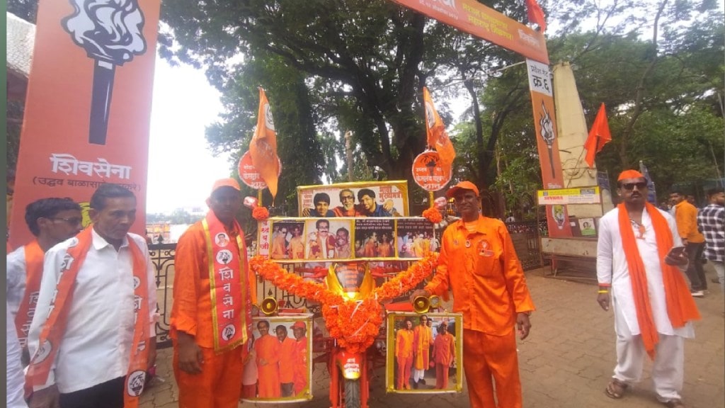 Mohan Yadav striking motorcycle decorated with various things related to Shiv Sena Mumbai print news