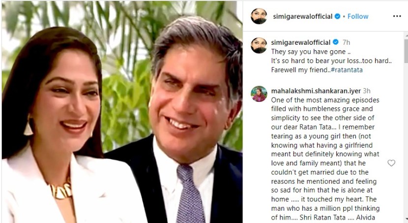 simi garewal post for ratan tata