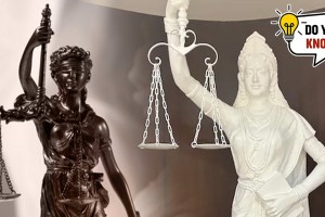 symbolism and history of blindfolded statue of Lady Justice