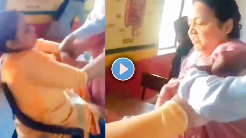 Teachers fight viral video two female school teachers hit each other in entire class