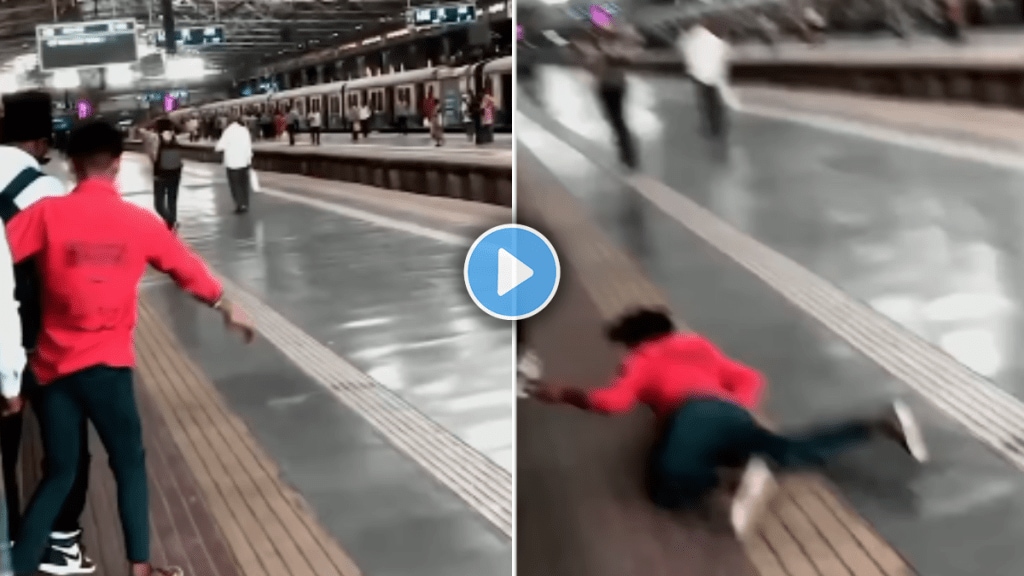 Viral video of a young man fell down while getting down from running local train