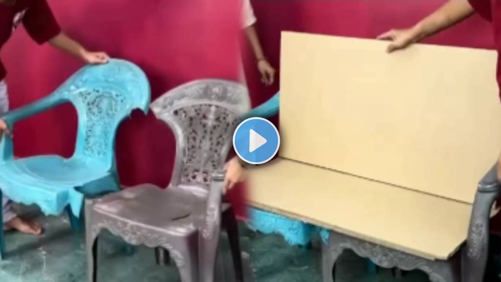 video shows sofa Made From Broken Chairs