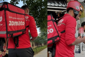 Zomato CEO Deepinder Goyal turned delivery boy with his wife Gia Goyal see viral photos