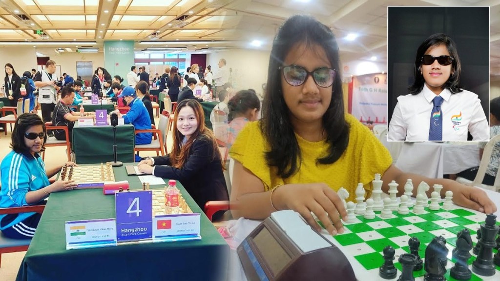 Sanskruti More, a visually challenged chess player, satara district