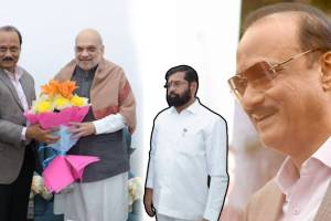 Ajit pawar and Eknath Shinde photo of Amit Shah Meeting