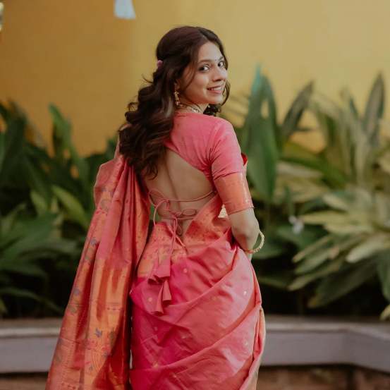 Anaghaa Bhagare Pink Paithani Saree