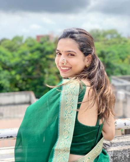 Anaghaa Bhagare Pink Paithani Saree