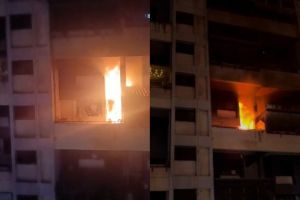 caught Fire at ten places due to firecracker fire broke out in a third floor flat in Kasarwadi