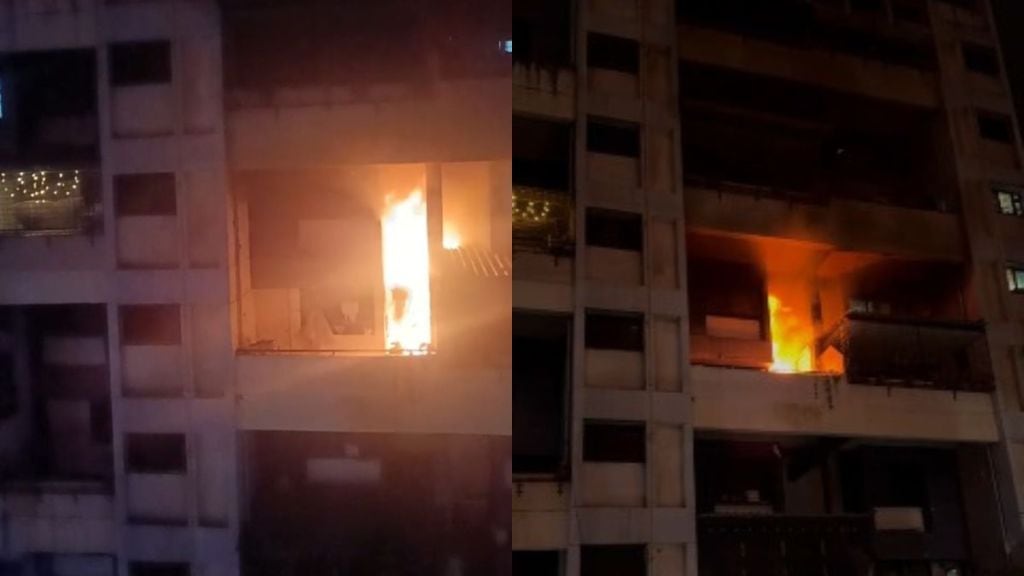 caught Fire at ten places due to firecracker fire broke out in a third floor flat in Kasarwadi