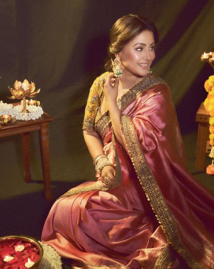 Hina Khan gracefully poses with her traditional saree outfit on social media