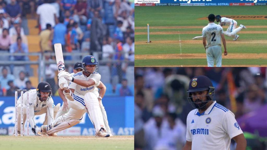 IND vs NZ India Lost 3 Wickets in Just 9 Balls Yashasvi Jaiswal Bowled Virat Kohli Suicidal Run Out on Day 1 of Mumbai test