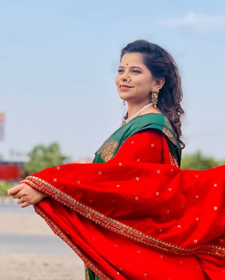 Kartiki Gaikwad Pise Green Saree